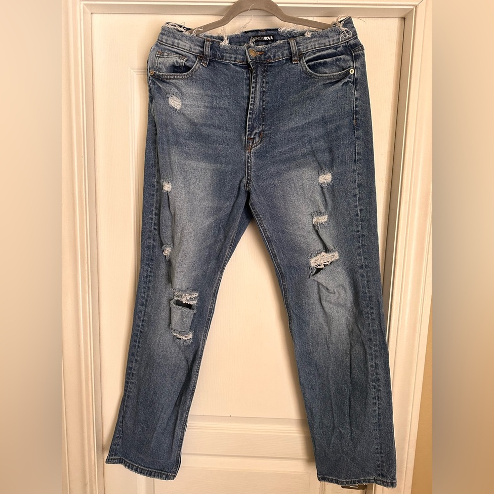 Distressed Blue Jeans fashion nova